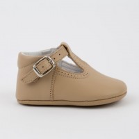 247 Camel Leather T-Bar Pram Shoe